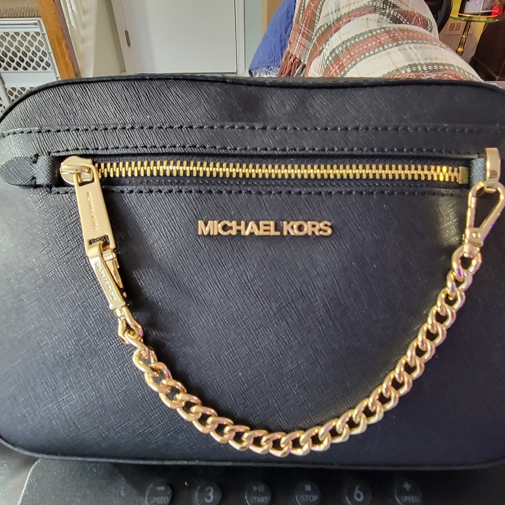 Michael Kors Black Crossbody with Gold Accents